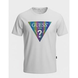 GUESS Mens Crewneck Short Sleeve Color Shades TShirt in True White Size L new